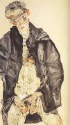 Egon Schiele, Self-Portrait in Black Cloak (mk12)